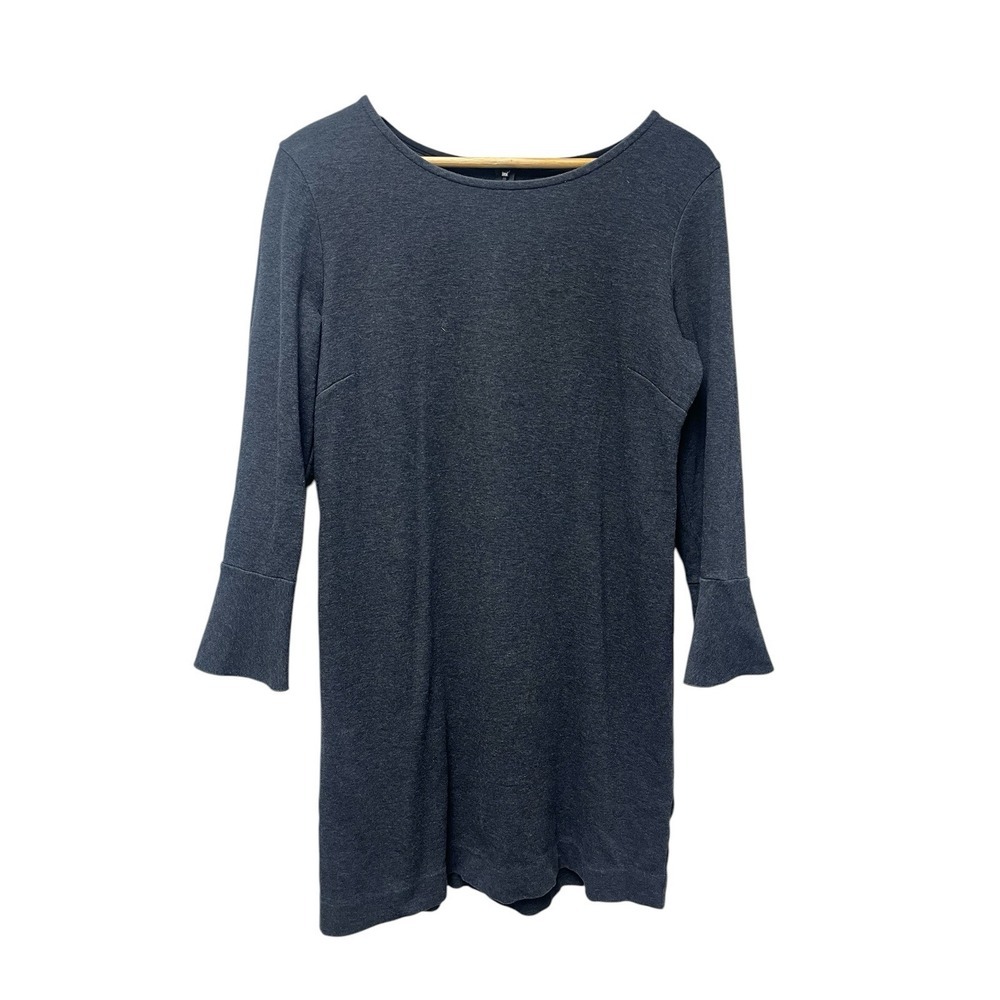 Madewell Bell Sleeve Knit Dress Large Charcoal Heather Gray Long Sleeve Womens
